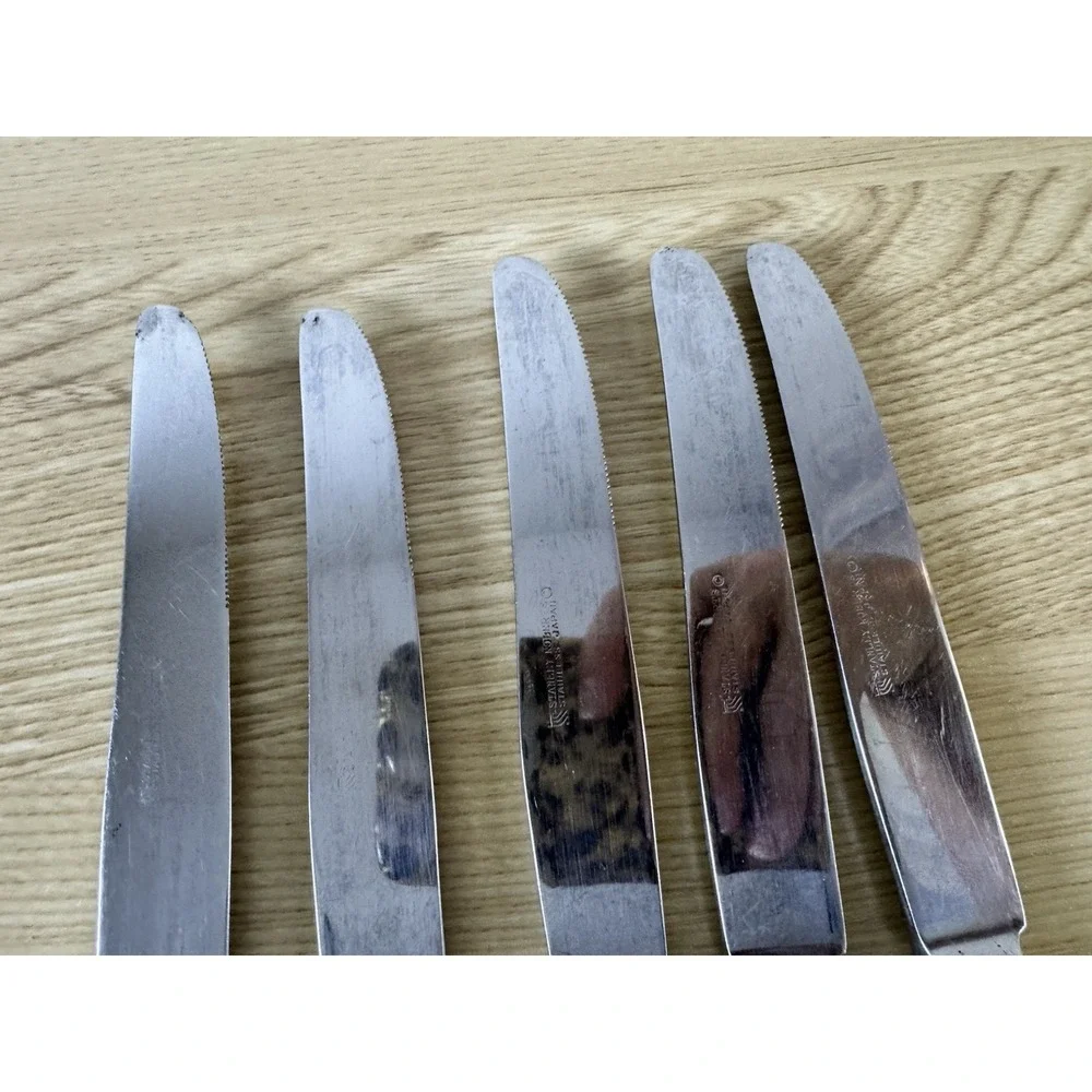 Vintage Stanley Roberts Lady JoAnn  Dinner Knives Set of 5 Stainless Japan